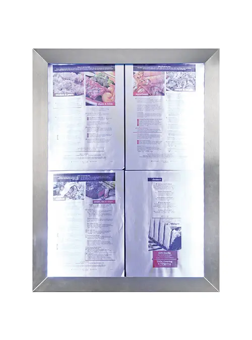 Expositor Menu Led classic Inox. 4 A4