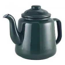 Tetera Enamel Blanca Filo Verde 1.5 L.