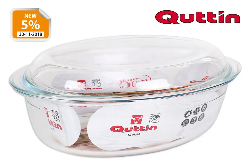 Fuente Horno Oval C/Tapa Vidrio 4,4 L.