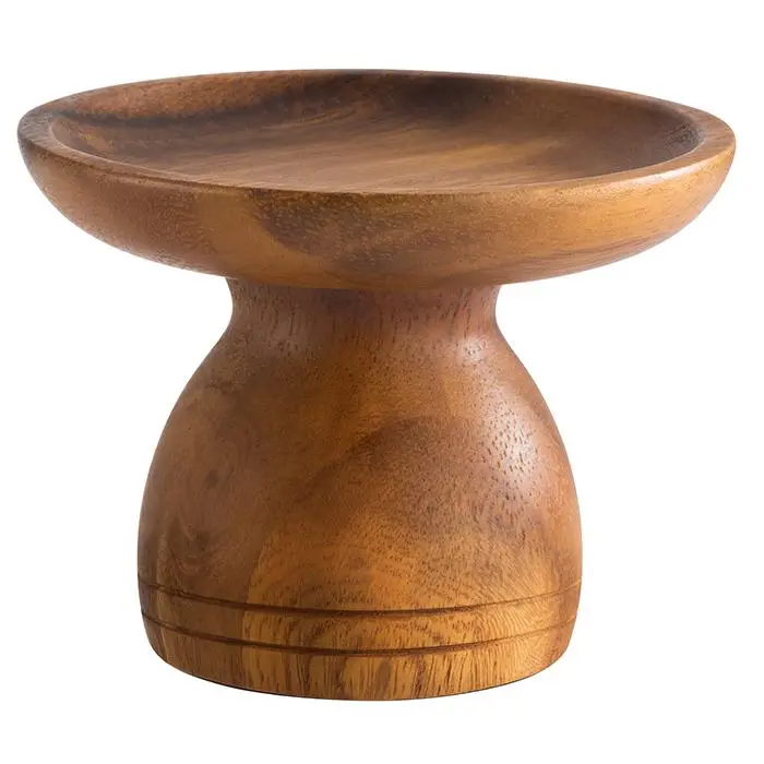 Zz26 Plato Degustacion C/Pie Acacia 13X9 Cm.