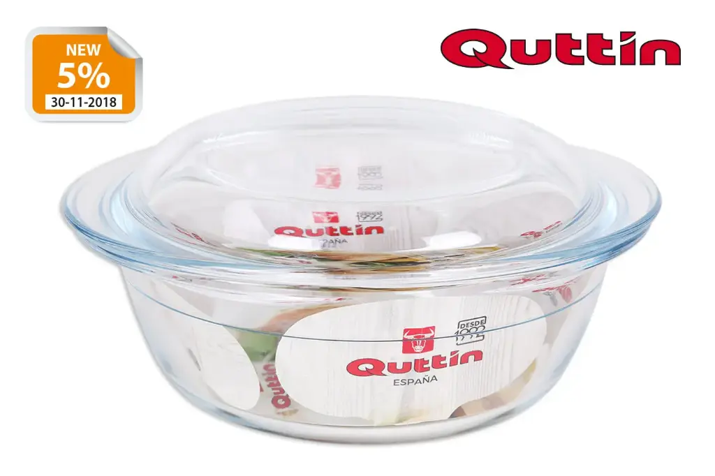 Fuente Horno Redonda C/Tapa Vidrio 2,3 L.