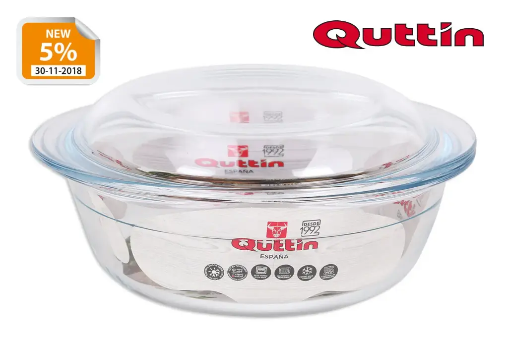 Fuente Horno Redonda C/Tapa Vidrio 3,4 L.