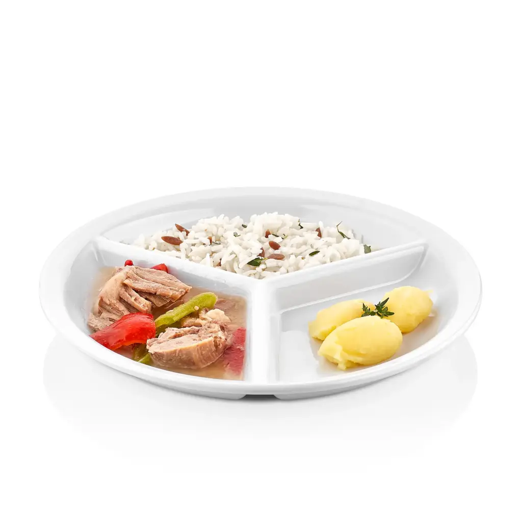 Plato 3 Compartimentos Melamina Blanco 24 Cm.
