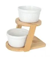 Soporte Degustacion Madera 2 Ramequines B2037V 15X12X14,7 Cm.