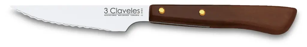 Cuchillo Chuletero Mango Madera 3 Claveles