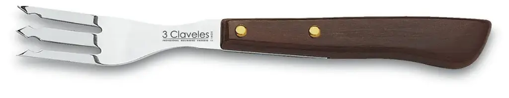 Tenedor Chuletero Mango Madera 3 Claveles 