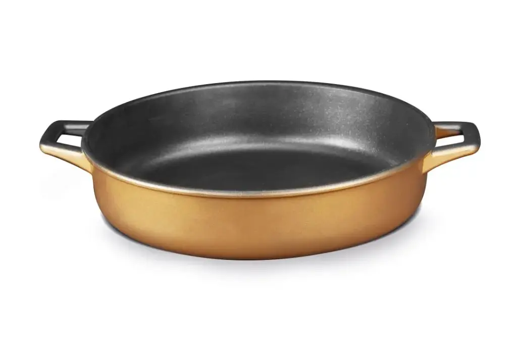 Cacerola Baja De Aluminio Fundido Bronce 24 Cm