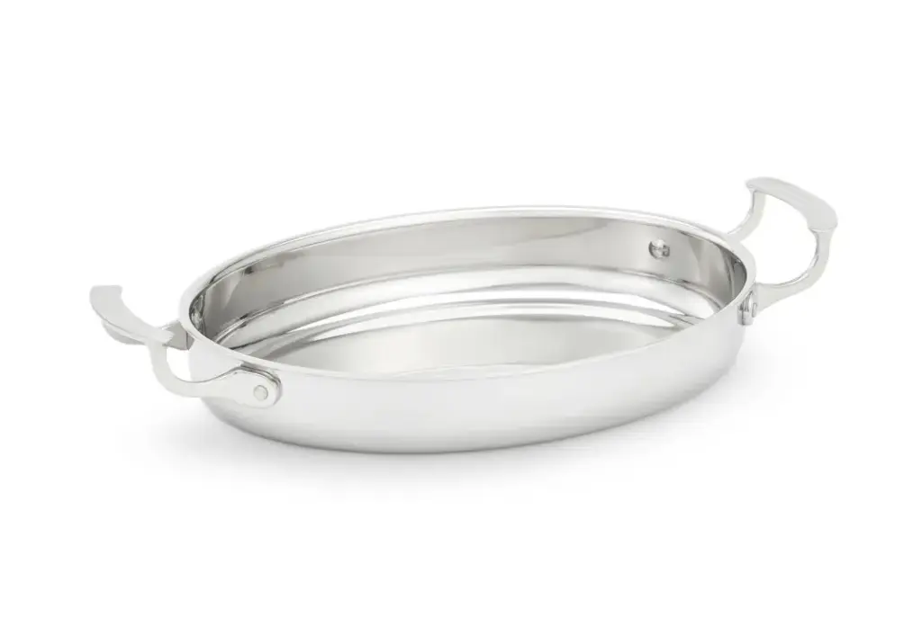 Fuente Oval Miramar Inox. Con Asas 30.5X21.6X5.1 Cm.