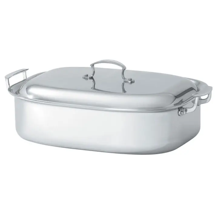 Fuente Rectangular Miramar Inox. Con Asas Y Tapa 36.3X28.2X9.7 Cm.