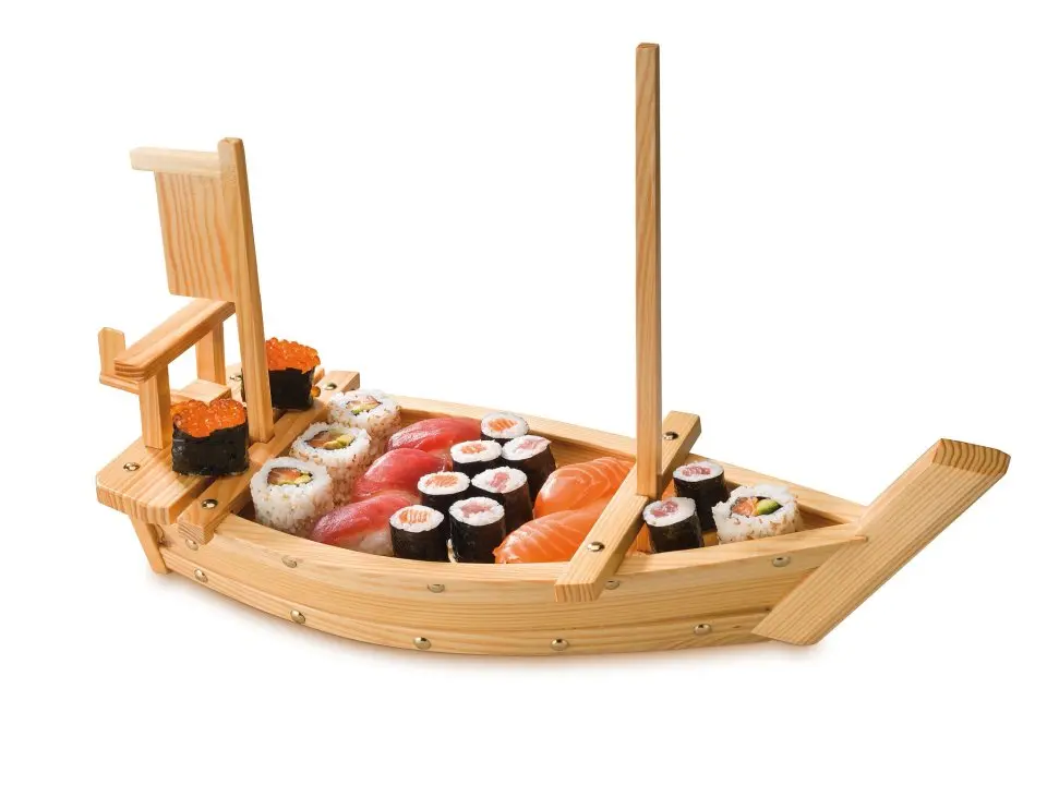 Barco Madera Presentacion Sushi 70X25,5 Cm.                      