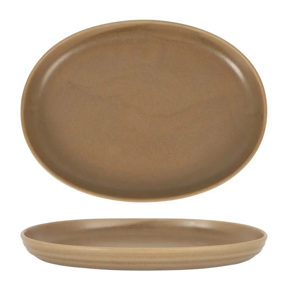Fuente Oval Aljarafe Marron 37X27,5X4 Cm.