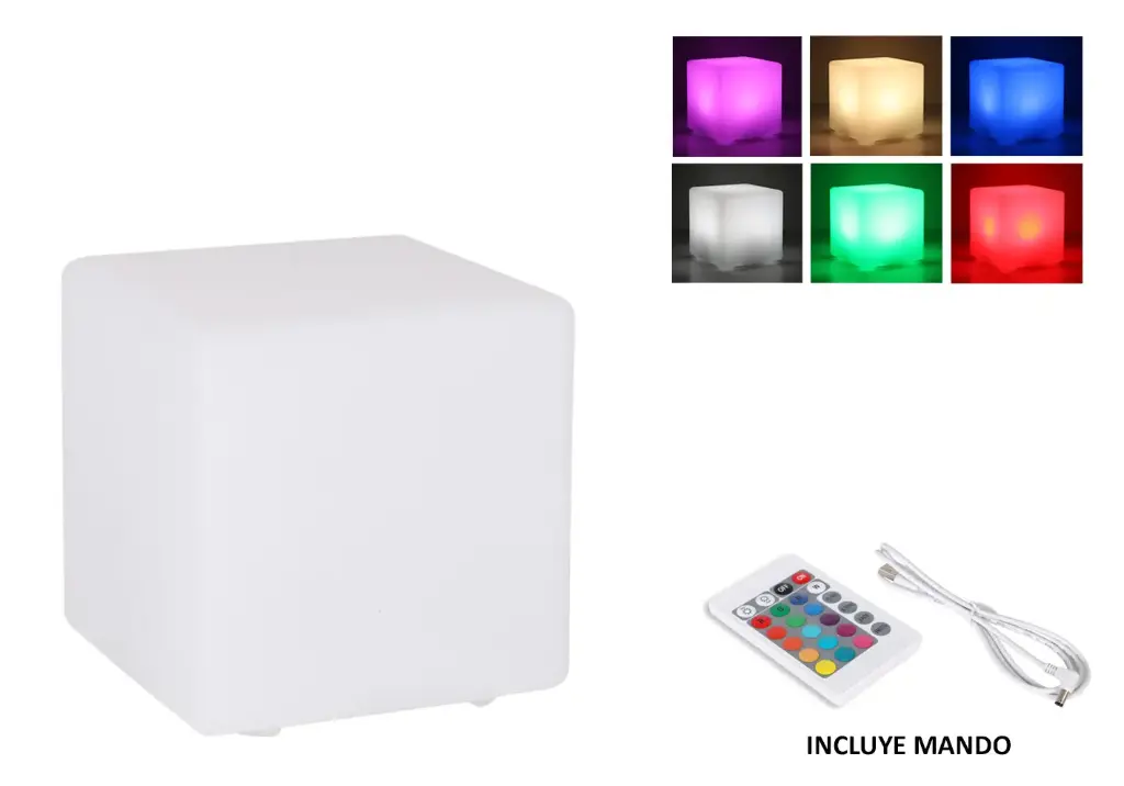 Zz26 Lampara Led Izmir Cuadrada 10X10X11 Cm. Con Mando