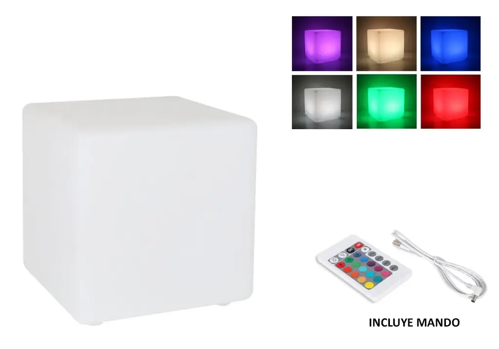Zz26 Lampara Led Izmir Cuadrada 20X20X21 Cm. Con Mando