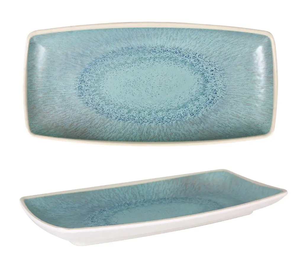 Fuente Rectangular Melamina Axarquia Celeste 29,5X14,5X3 Cm.