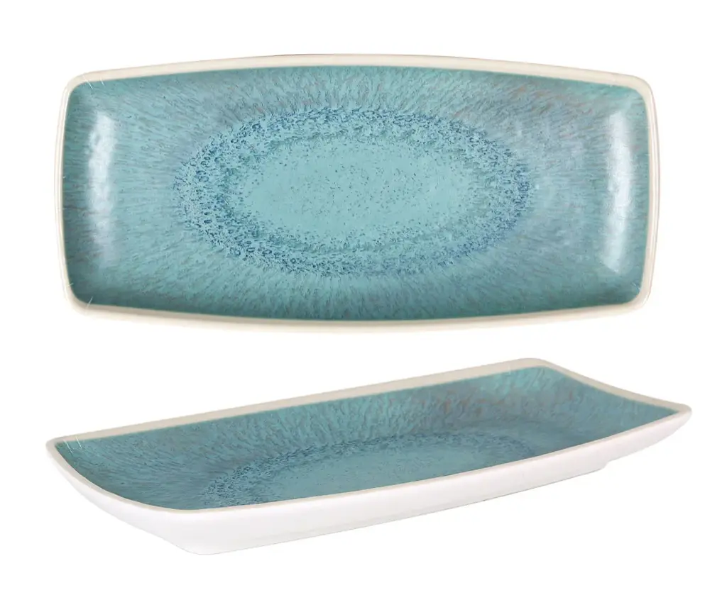 Fuente Rectangular Melamina Axarquia Celeste 24X11X2,5 Cm.