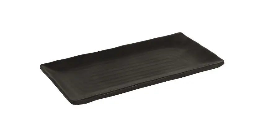 Fuente Rectangular Troya Negra Melamina  21,5X10X2 Cm.