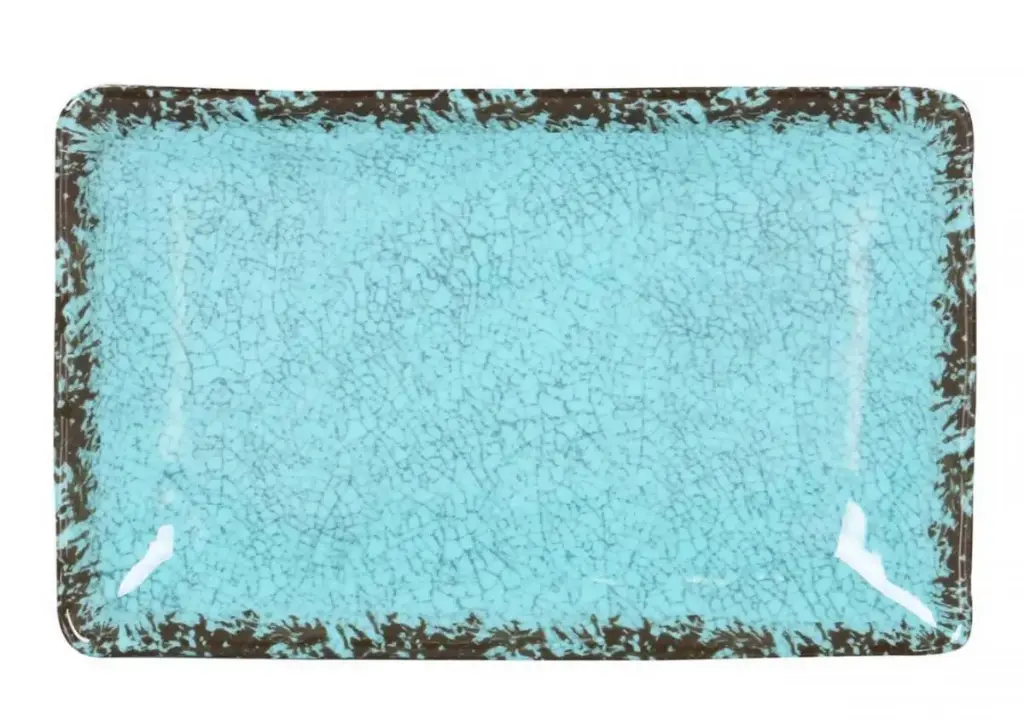 Fuente Rectangular Guayaba Azul Melamina 21,5X13,5X3 Cm.