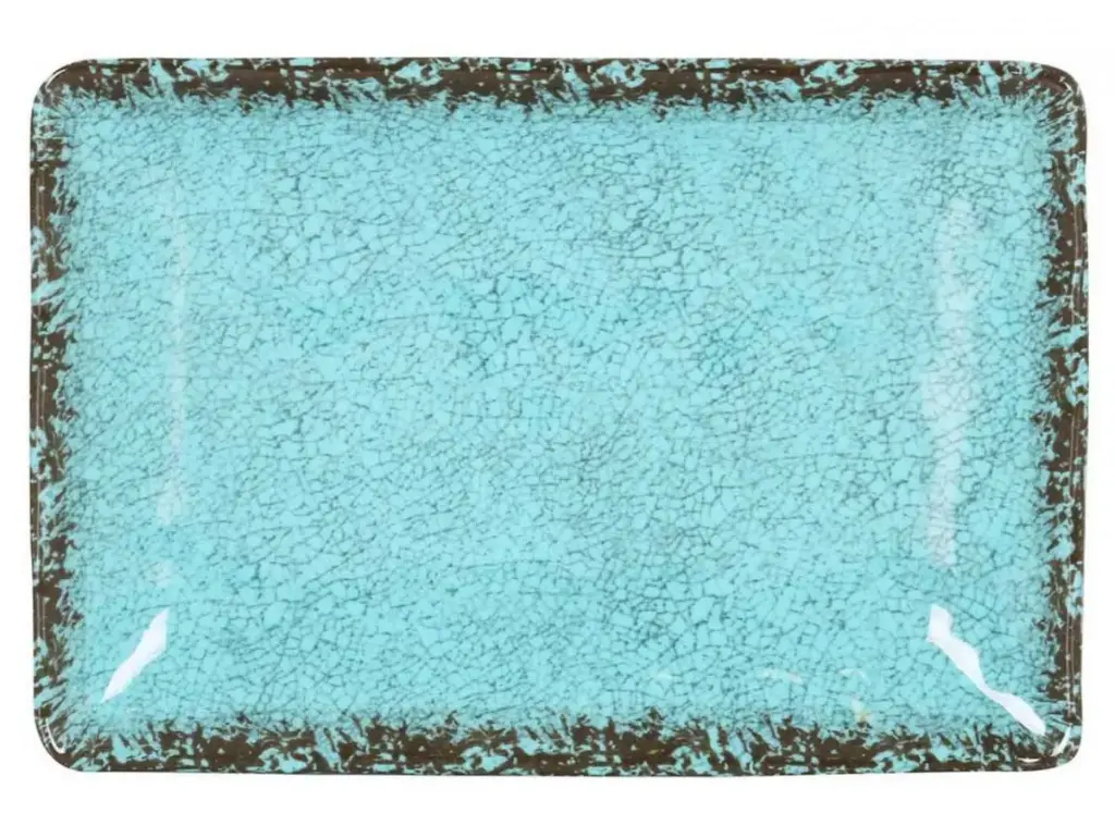 Fuente Rectangular Guayaba Azul Melamina 30X21X3,5 Cm.