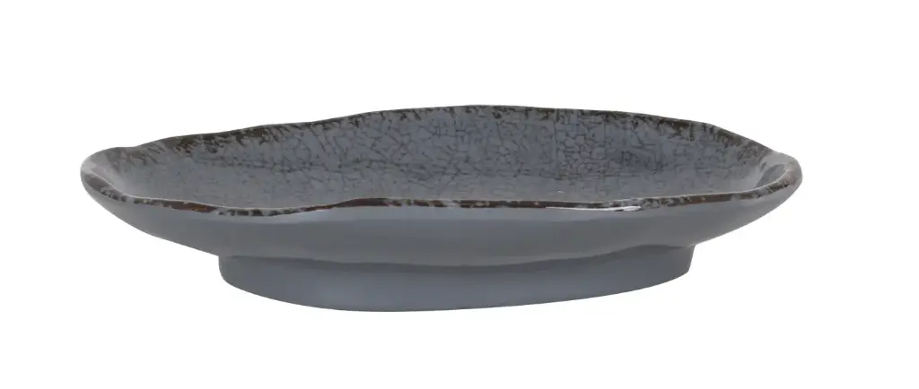 Fuente Oval Guayaba Gris Melamina 20X14X3 Cm.