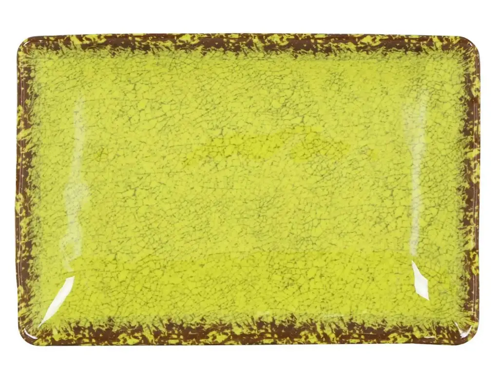 Fuente Rectangular Guayaba Pistacho Melamina 30X21X3,5 Cm.
