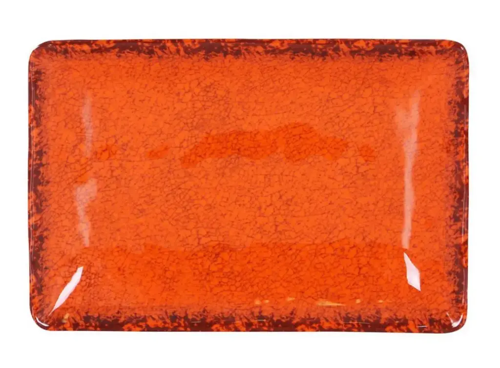 Fuente Rectangular Guayaba Naranja Melamina 21,5X13,5X3 Cm.