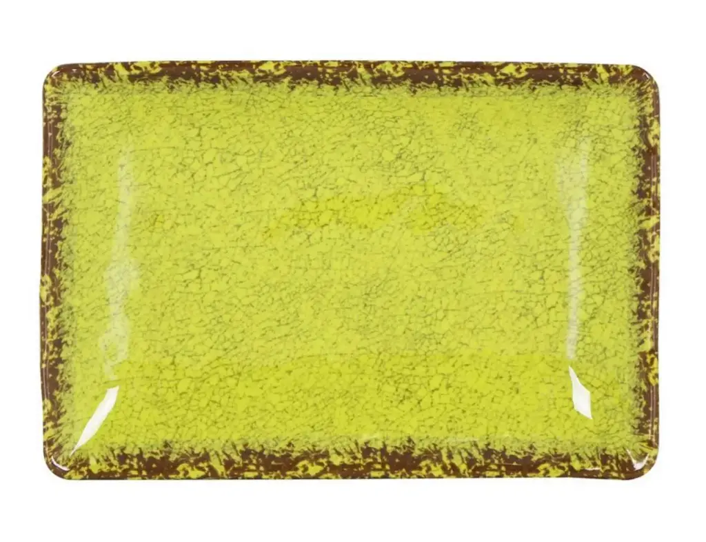 Fuente Rectangular Guayaba Pistacho Melamina 25X17X3,5 Cm.