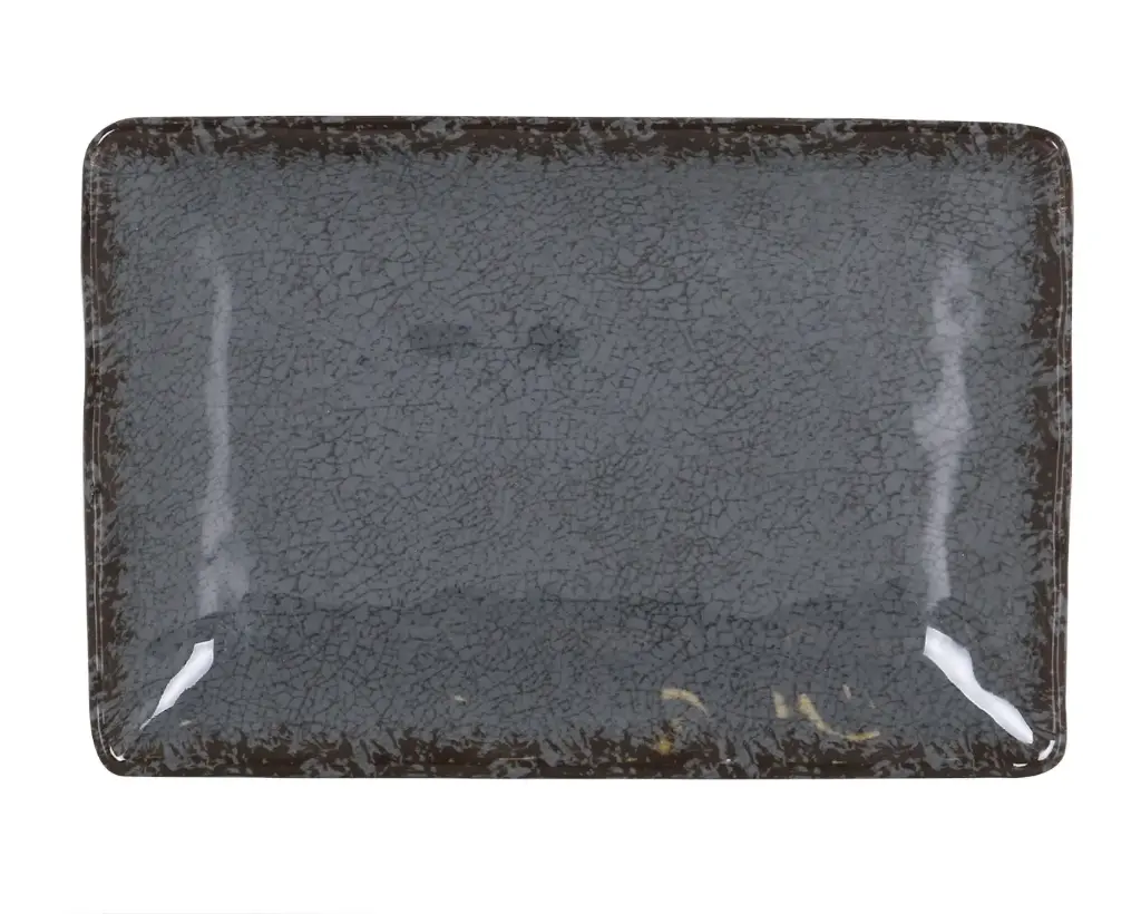Fuente Rectangular Guayaba Gris Melamina 25X17X3,5 Cm.