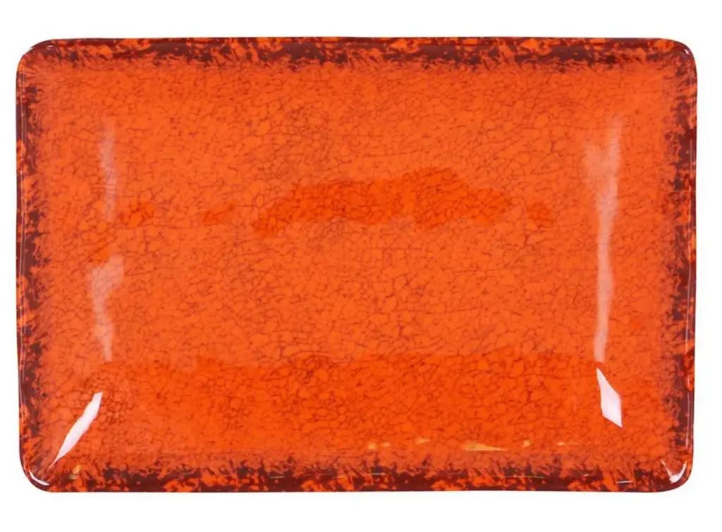 Fuente Rectangular Guayaba Naranja Melamina 30X21X3,5 Cm.