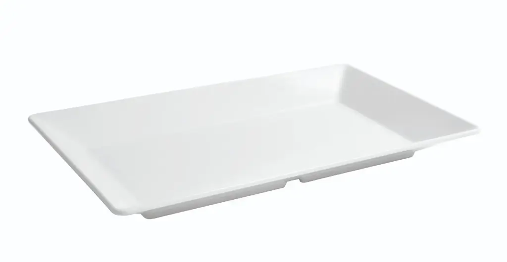 Fuente Rectangular Ming Blanca Melamina 46X27X5 Cm.