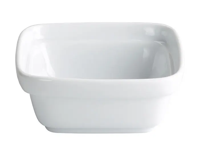 Bol Degustacion Apilable Porcelana Blanco Cuadrado 12X12X5 Cm.