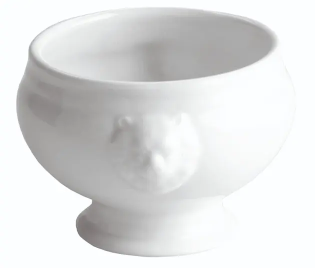 Bol Cabeza De Leon Porcelana Blanco 11X9 Cm.