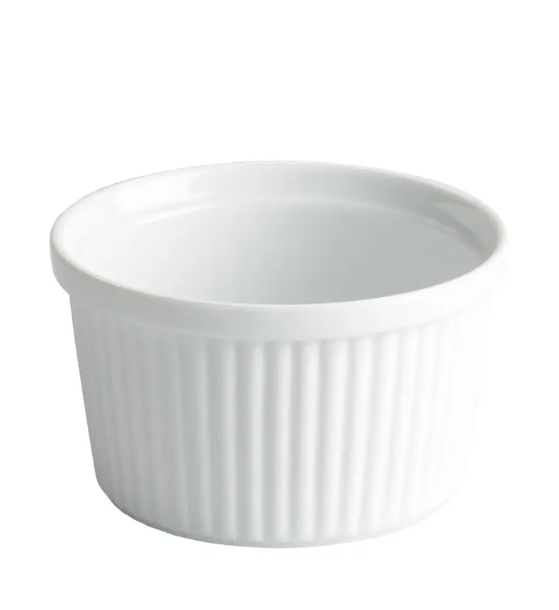 Ramequin Acanalado Porcelana Blanco 10X5,5 Cm.