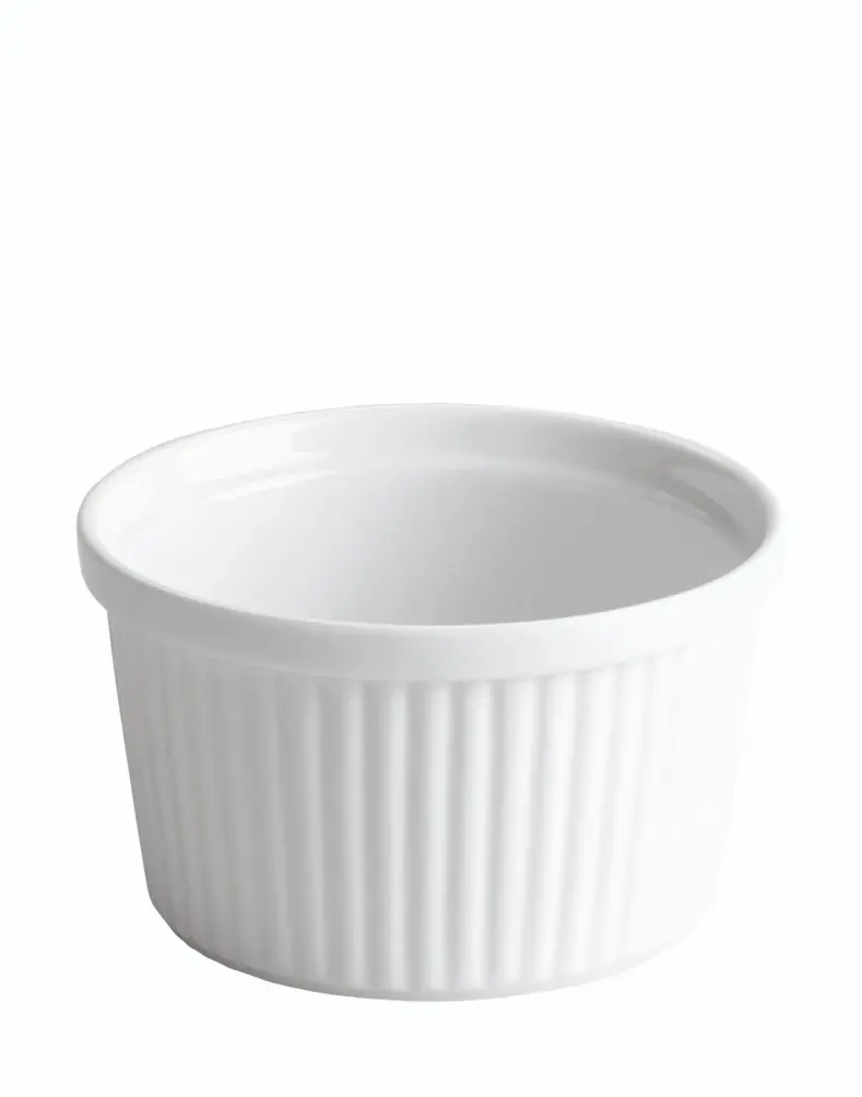 Ramequin Acanalado Porcelana Blanco 6X3 Cm.