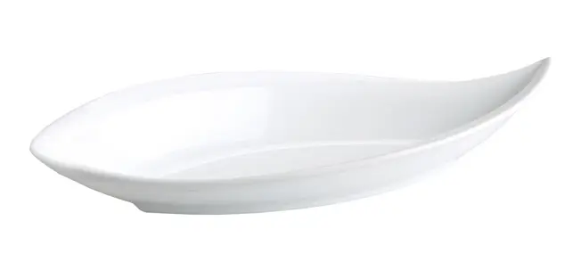 Fuente Oval Hoja Porcelana Blanca 20X9X3 Cm.