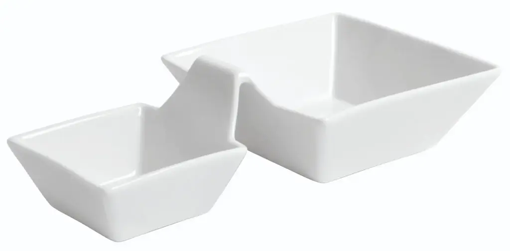 Bol Ming 2 Compartimentos Porcelana Blanco 23,5X12,5X5 Cm.