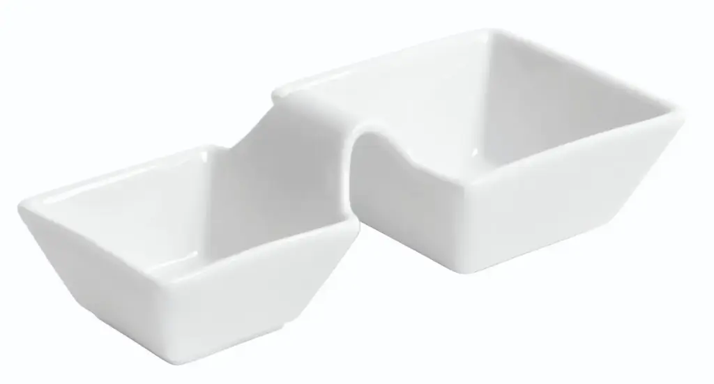 Bol Ming 2 Compartimentos Porcelana Blanco 17X8X4 Cm.