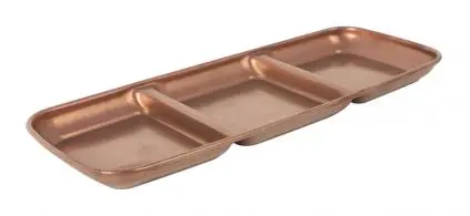 Fuente Rectangular 3 Compartimentos Vintage Cobre 22.5X9X1.5 Cm.