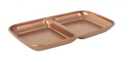 Fuente Rectangular 2 Compartimentos Vintage Cobre 15.5X9X1.5 Cm.