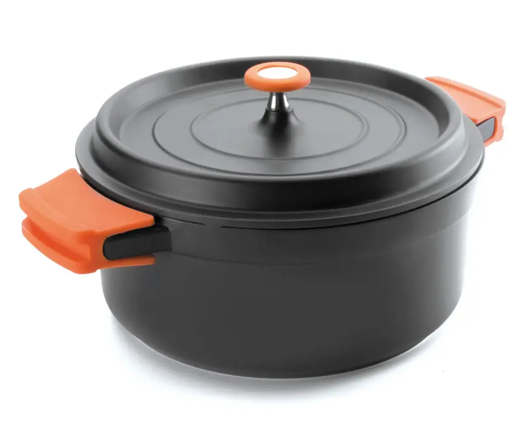 Cacerola Aluminio Fundido Negra Redonda C/Tapa 24 Cm.