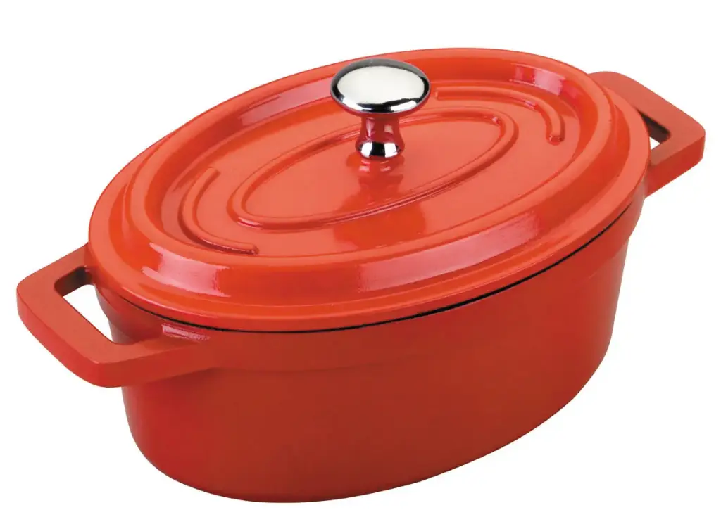 Cacerola Aluminio Fundido Roja Oval C/Tapa 26X20 Cm.