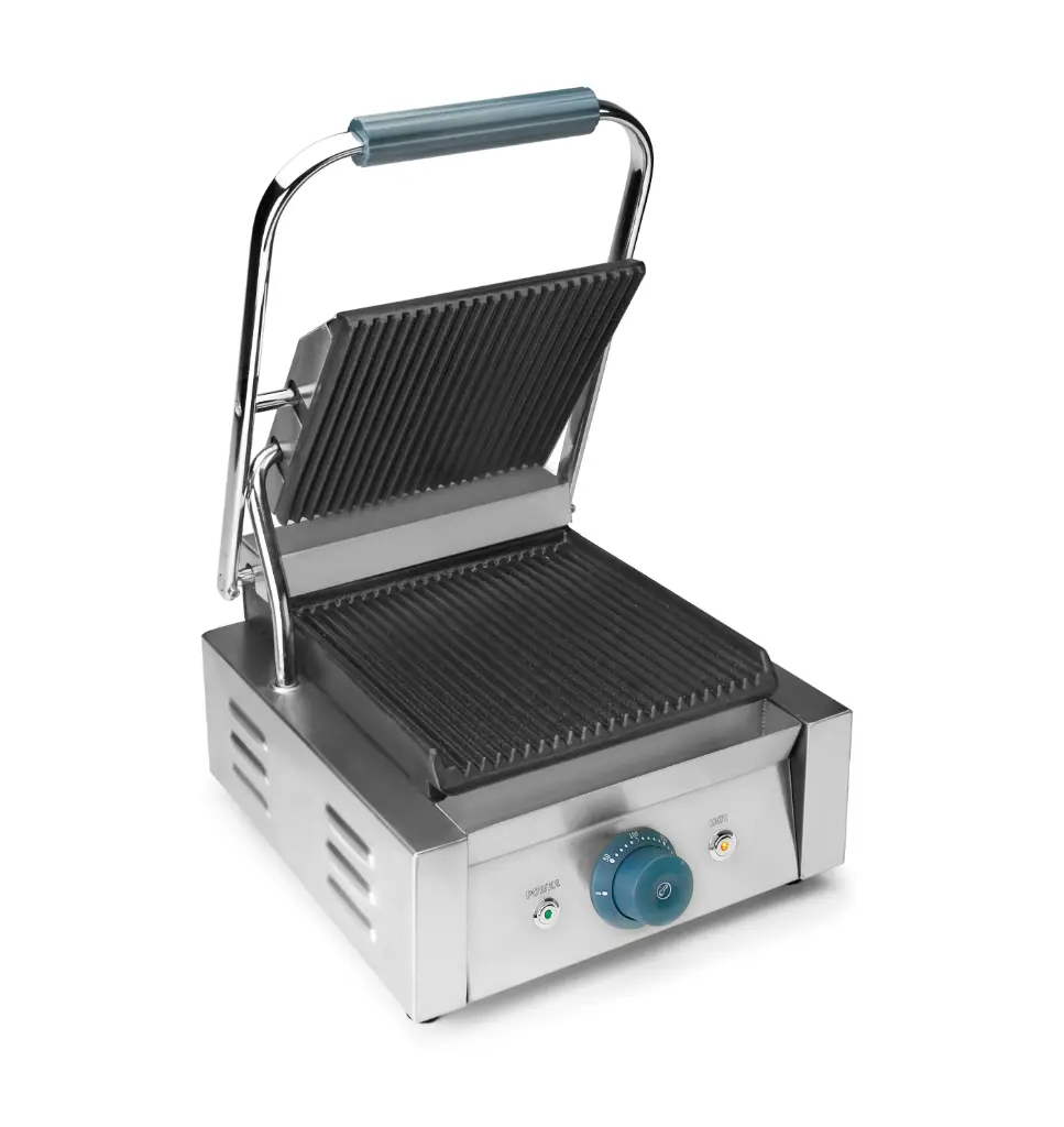 Plancha Asar Electrica Con Tapa Acanalada 2.2 Kw. 31X31X20 Cm.
