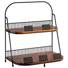 [30339] Soporte Buffet 2 Alturas Acero / Madera 35,5X21X40 Cm.