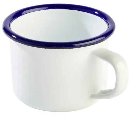 [40636] Zz26 Taza Enamel Blanca Filo Azul 10 Cl.
