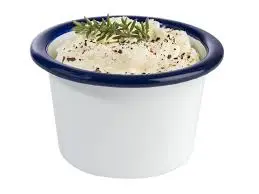 [40645] Ramequin Enamel Look Melamina Blanco Filo Azul 7 Cm.
