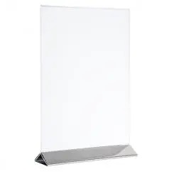 [71522] Porta Menu Acrilico Base Inox. 15X7X23 Cm.