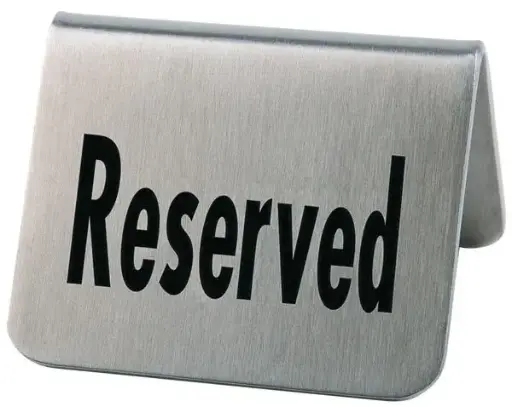 [13] Placa Reserved Inox. 5,5X5X3,5 Cm. 2 Unidades