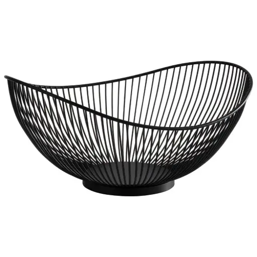 [30424] Cesta Oval Metalica Negra Svart 29,5X25,5X13,5 Cm.