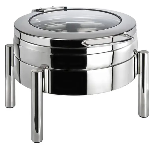[12353] Chafing Dish Redondo Premium Tapa Cristal 44X54X33 Cm.