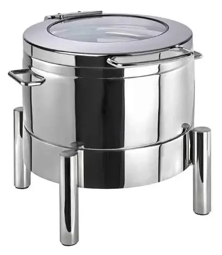 [12354] Chafing Dish Premium Redondo Tapa Cristal 44X48X39 Cm.