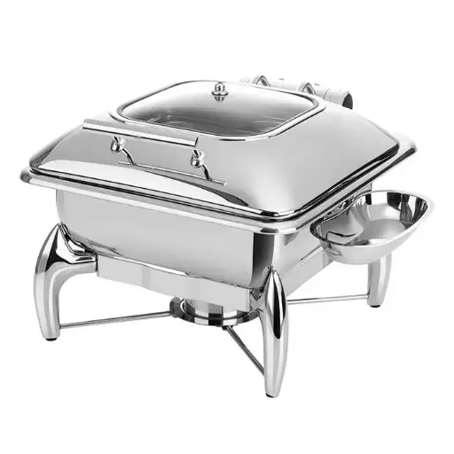 [12484] Chafing Dish Globe Tapa Cristal Gn. 2/3